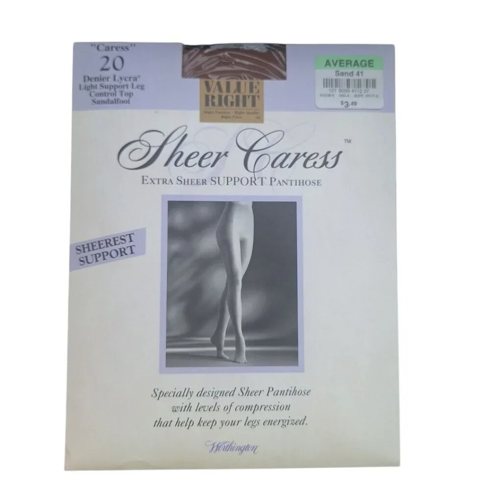 Worthington Sheer‎ Caress Pantihose Sandaltfoot Sand 41 Control Top Average Dark